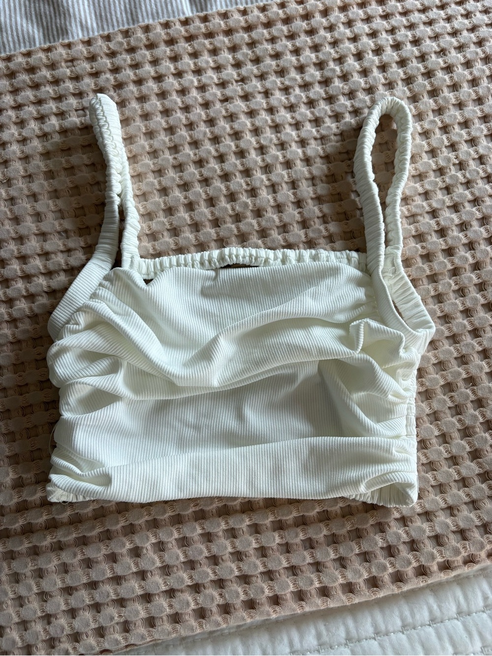 Hello Molly Cream Ribbed Cropped Tank Top